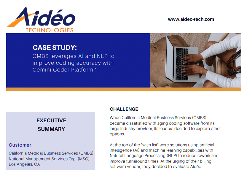 Cover of the case study by Aideo for CMBS